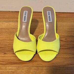 Steve Madden Neon Yellow Open-Toe Slide Mules